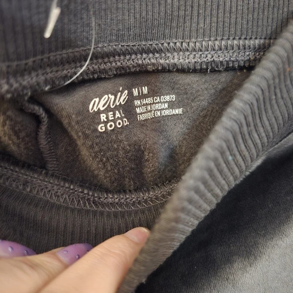 Aerie Grey Velvet Drawstring Flare Lounge Pants